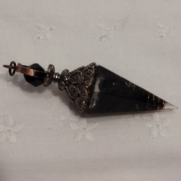 Resin & Black Obsidian Chip Crystal Pendulum - Picture 4 of 4